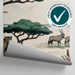 Acacia Wanderlight Beige Safari Wallpaper - Botanical Leopard Greenery Forest Peel and Stick Wall Mural - Matière