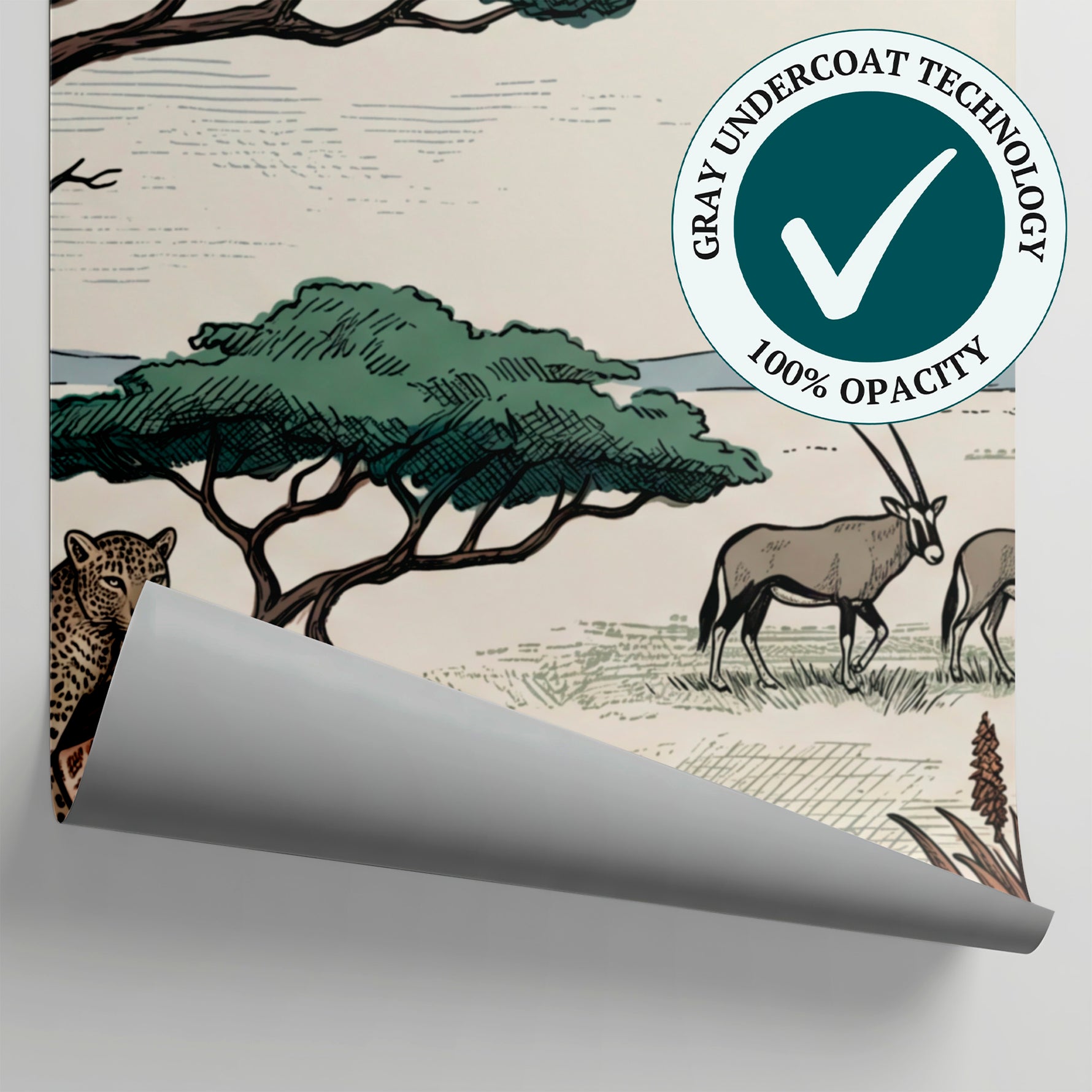 Acacia Wanderlight Beige Safari Wallpaper - Botanical Leopard Greenery Forest Peel and Stick Wall Mural - Matière