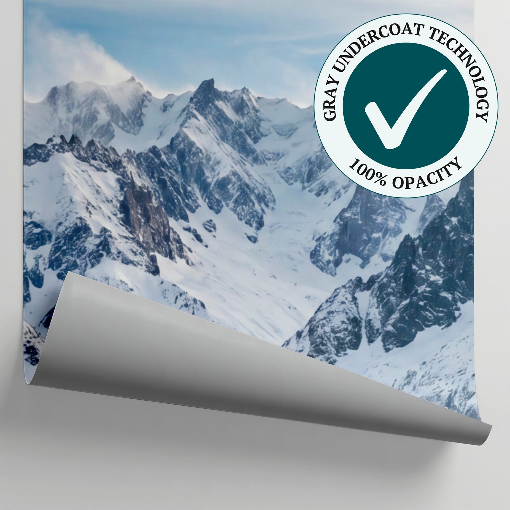 Alpine Silence - White Mountain Wallpaper Peel and Stick - Scenery Landscape Rocky Wall Mural - Matière