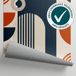 Arched Cadence Orange Abstract Wallpaper - Geometric Minimalist Retro Peel and Stick Wall Mural - Matière