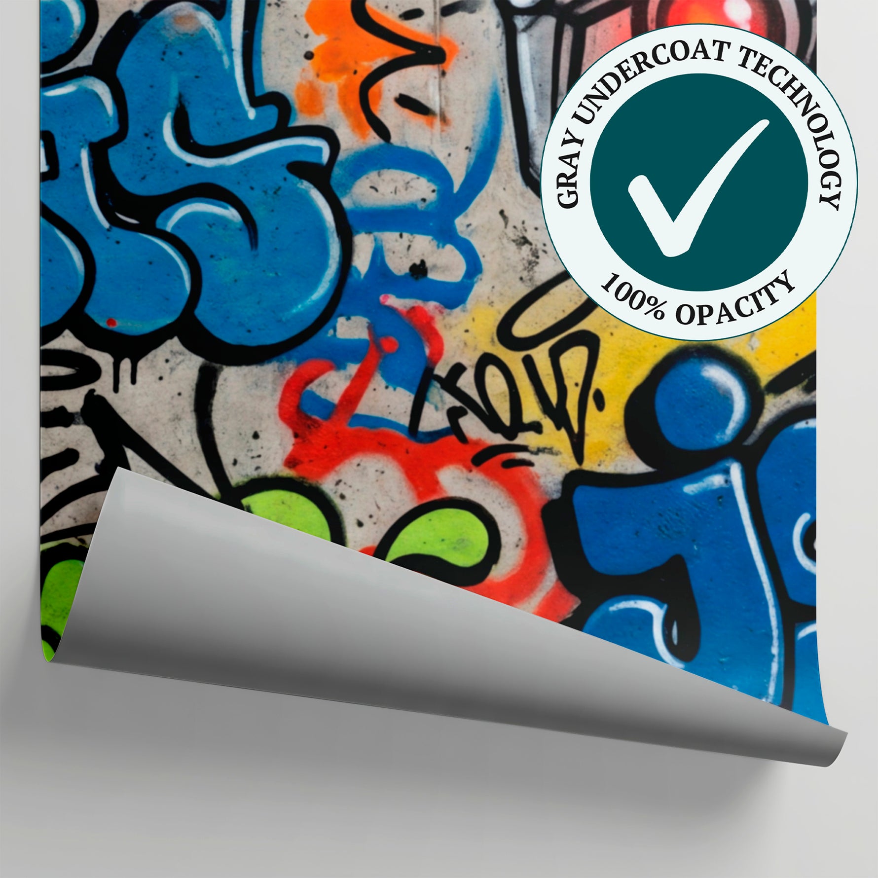 Asphalt Anthem Gray Graffiti Wallpaper - Urban Street Art Multicolor Peel and Stick Wall Mural - Matière