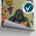 Banana Grove Chorus Green Monkey Wallpaper - Sage Green Animal Wallpaper Peel and Stick Mural - Matière