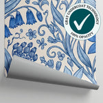 Bellflower Vinework Blue Floral Wallpaper - Vintage Flower Wall Mural Peel and Stick - Matière