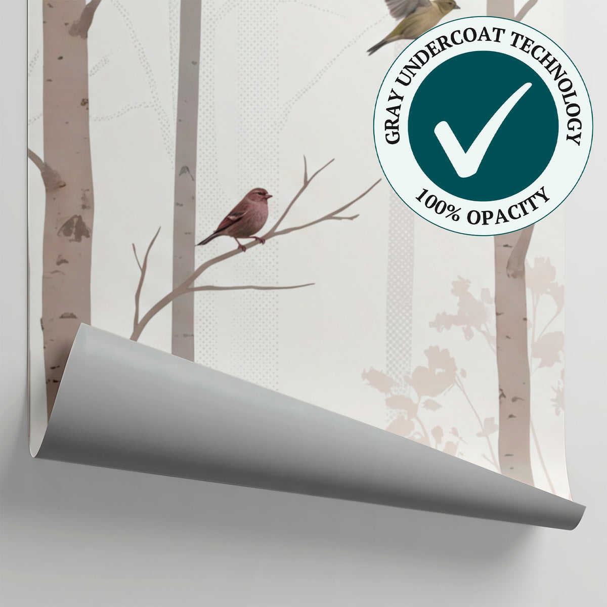 Birchlight Refuge Forest Wallpaper - Beige Minimalist Woodland Animal Wall Mural Peel and Stick - Matière