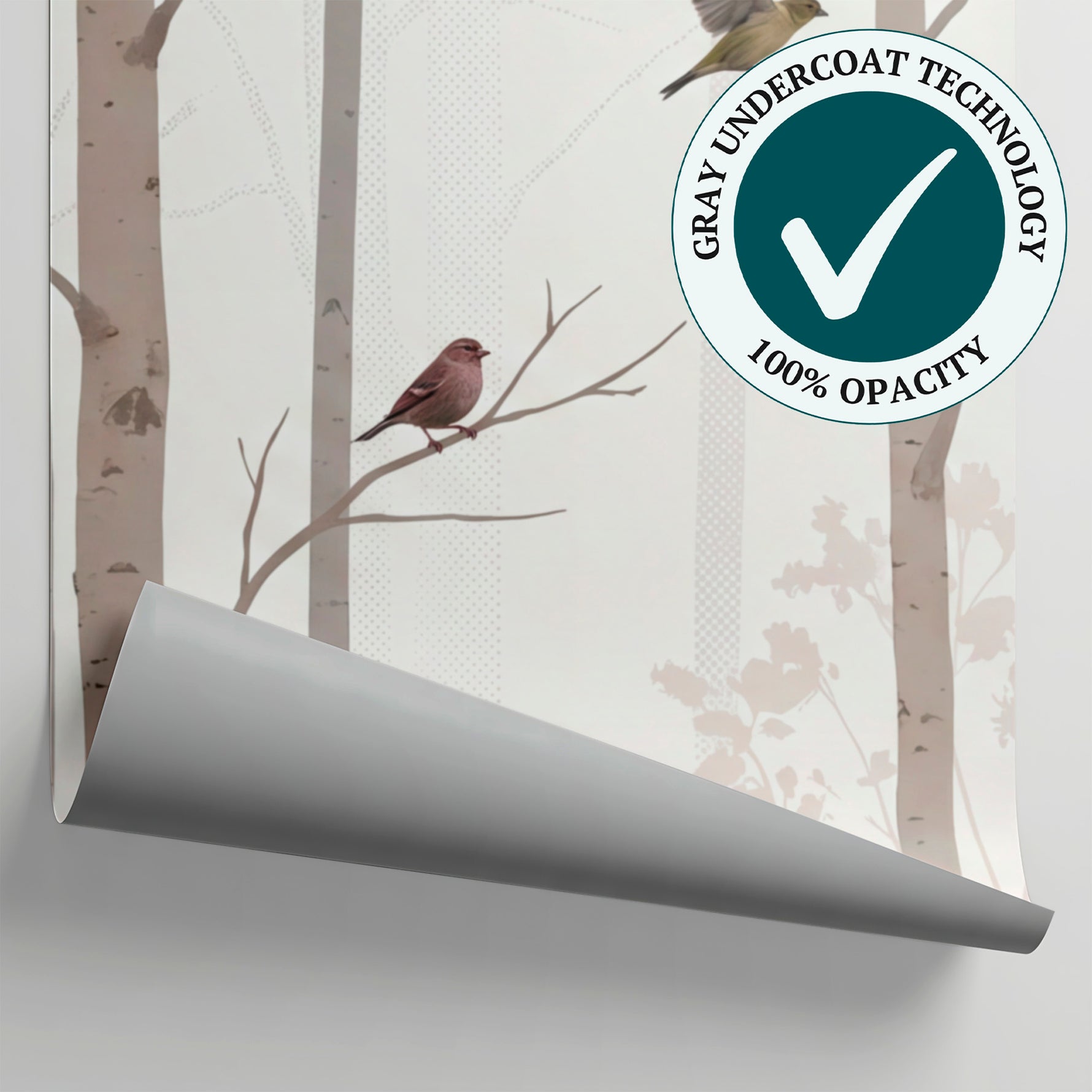 Birchlight Refuge Forest Wallpaper - Beige Minimalist Woodland Animal Wall Mural Peel and Stick - Matière