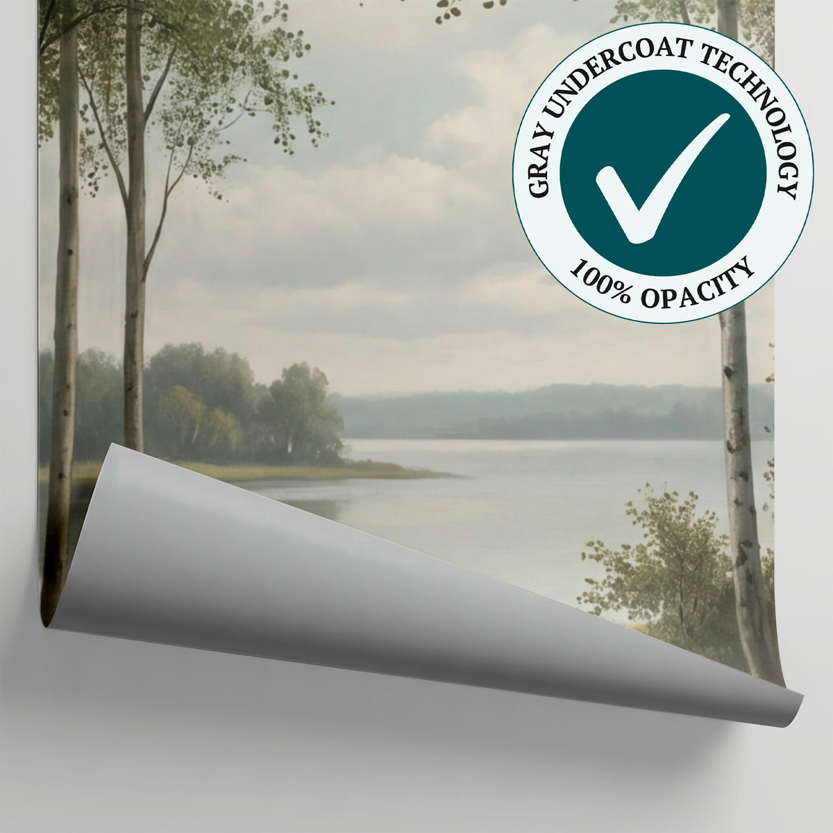 Birchwater Quietude Green Forest Wallpaper - Woodland Scenery Landscape Wall Mural Peel and Stick - Matière