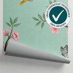 Blossom Reverie Pastel Cherry Blossom Wallpaper - Mint Green Chinoiserie Floral Japanese Botanical Peel and Stick - Matière