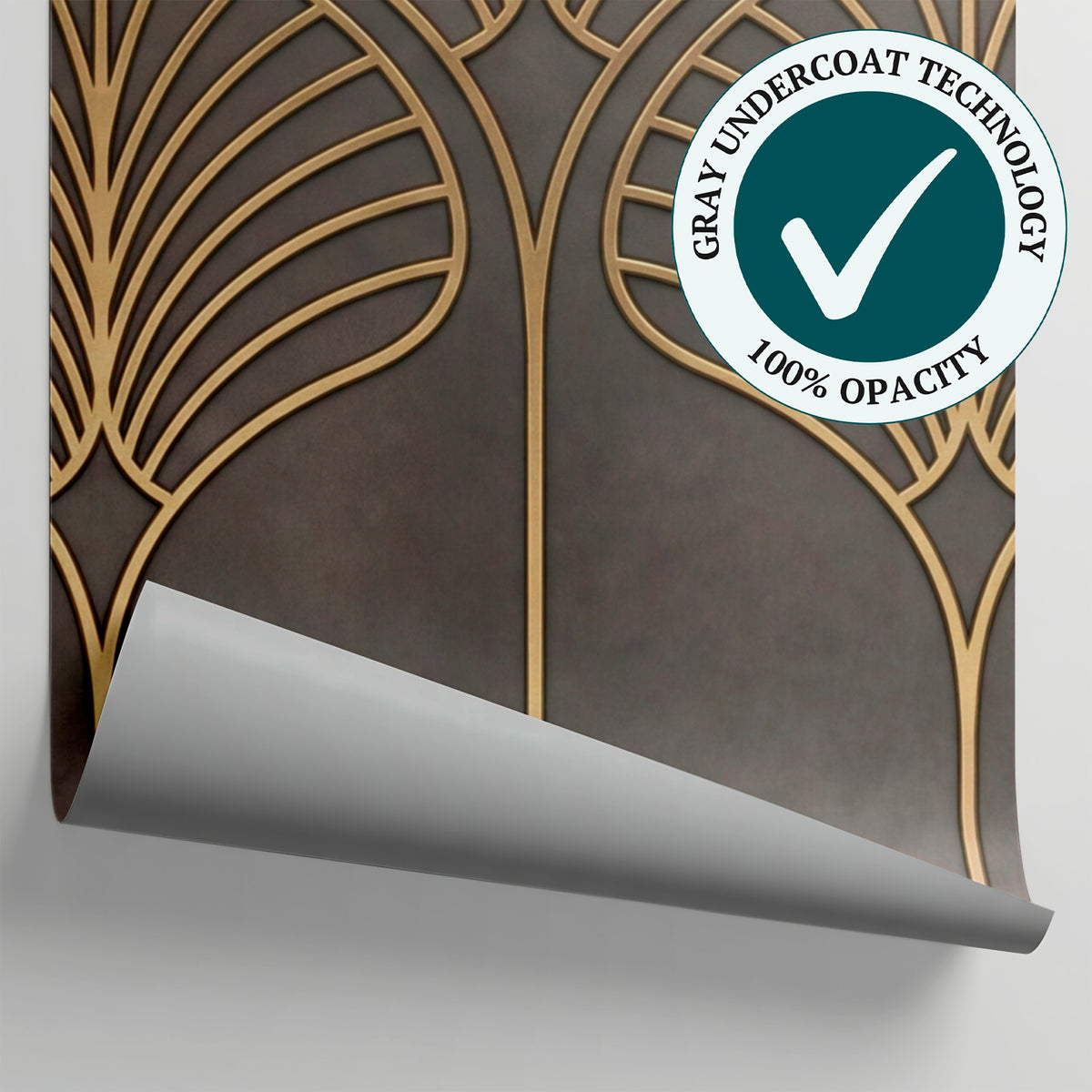 Brass Palmette Arches Gold Art Deco Wallpaper - Vintage Geometric Wall Mural Peel and Stick - Matière