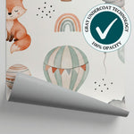 Breezy Wanderers Nursery Wallpaper for Kids - Pastel Fox Elephant Peel and Stick Wall Mural - Matière