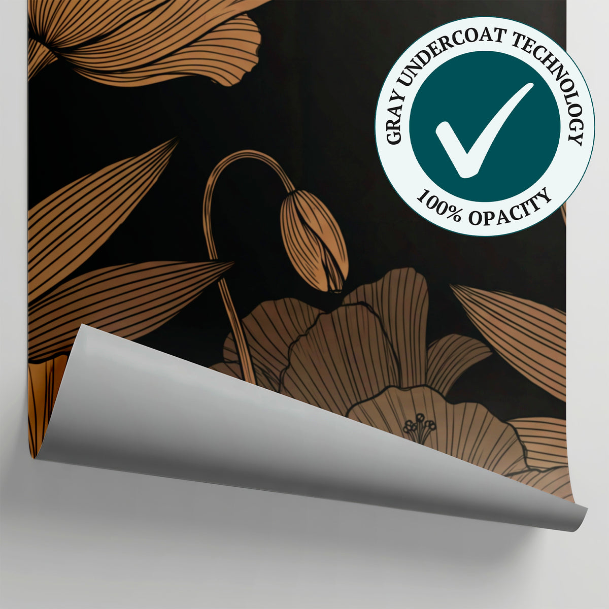 Bronzed Tulipa Dark Floral Wallpaper - Black Flower Vintage Wall Mural Peel and Stick - Matière