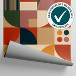 Carousel Almanac Beige Geometric Wallpaper - Abstract Minimalist Retro Peel and Stick Wall Mural - Matière