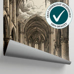 Cathedral Vault Gothic Wallpaper - Beige Dark Academia Wallpaper Wall Mural - Matière