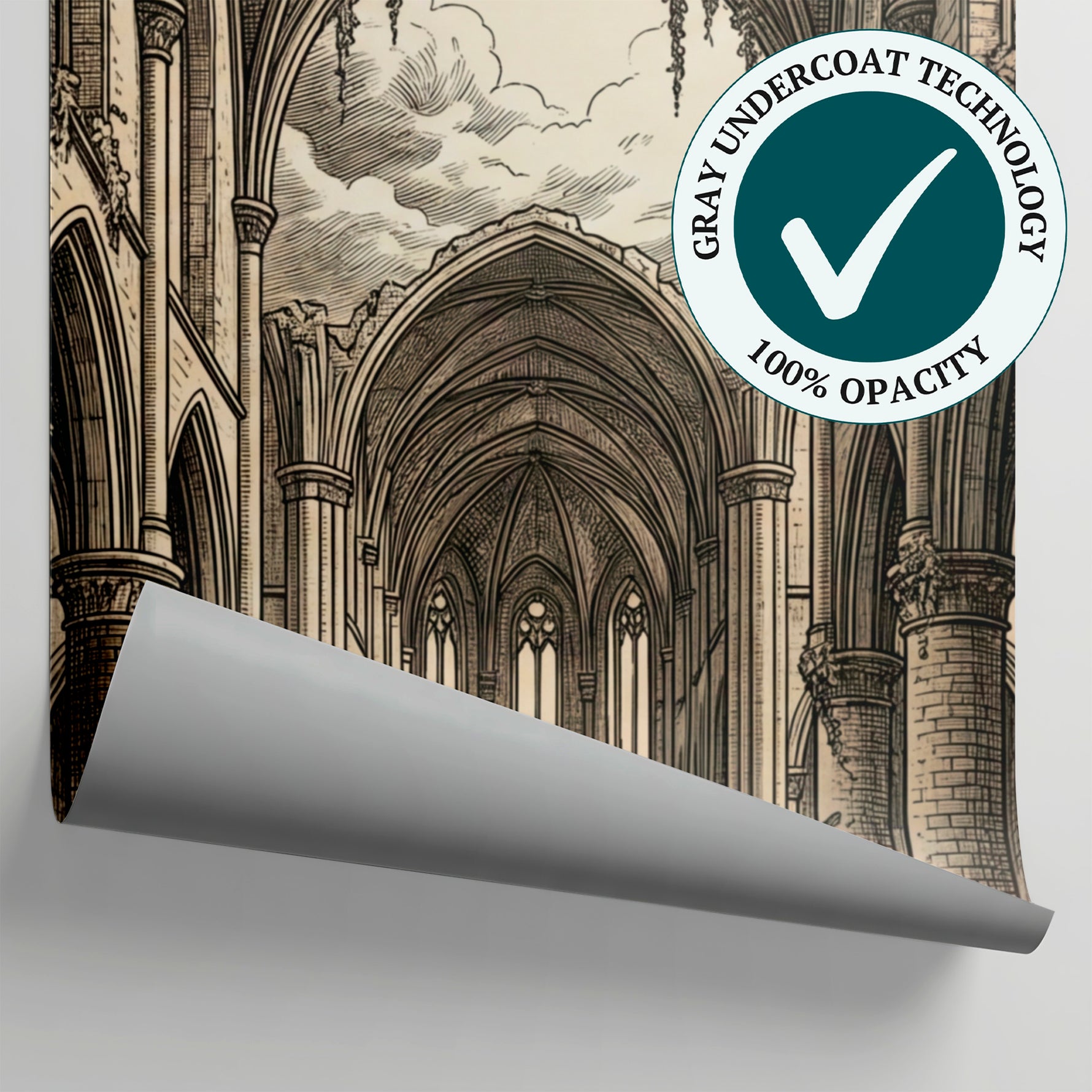 Cathedral Vault Gothic Wallpaper - Beige Dark Academia Wallpaper Wall Mural - Matière