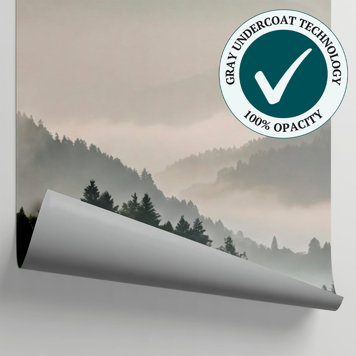 Cedar Veil Gray Mountain Wallpaper - Minimalist Forest Wall Mural Peel and Stick Woodland Decor - Matière