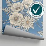 Chalkpetal Hours Blue Floral Wallpaper - Light Blue Daisy Vintage Country Peel and Stick - Matière