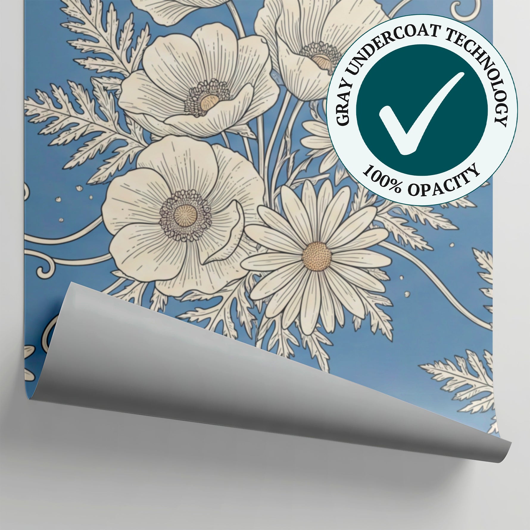Chalkpetal Hours Blue Floral Wallpaper - Light Blue Daisy Vintage Country Peel and Stick - Matière
