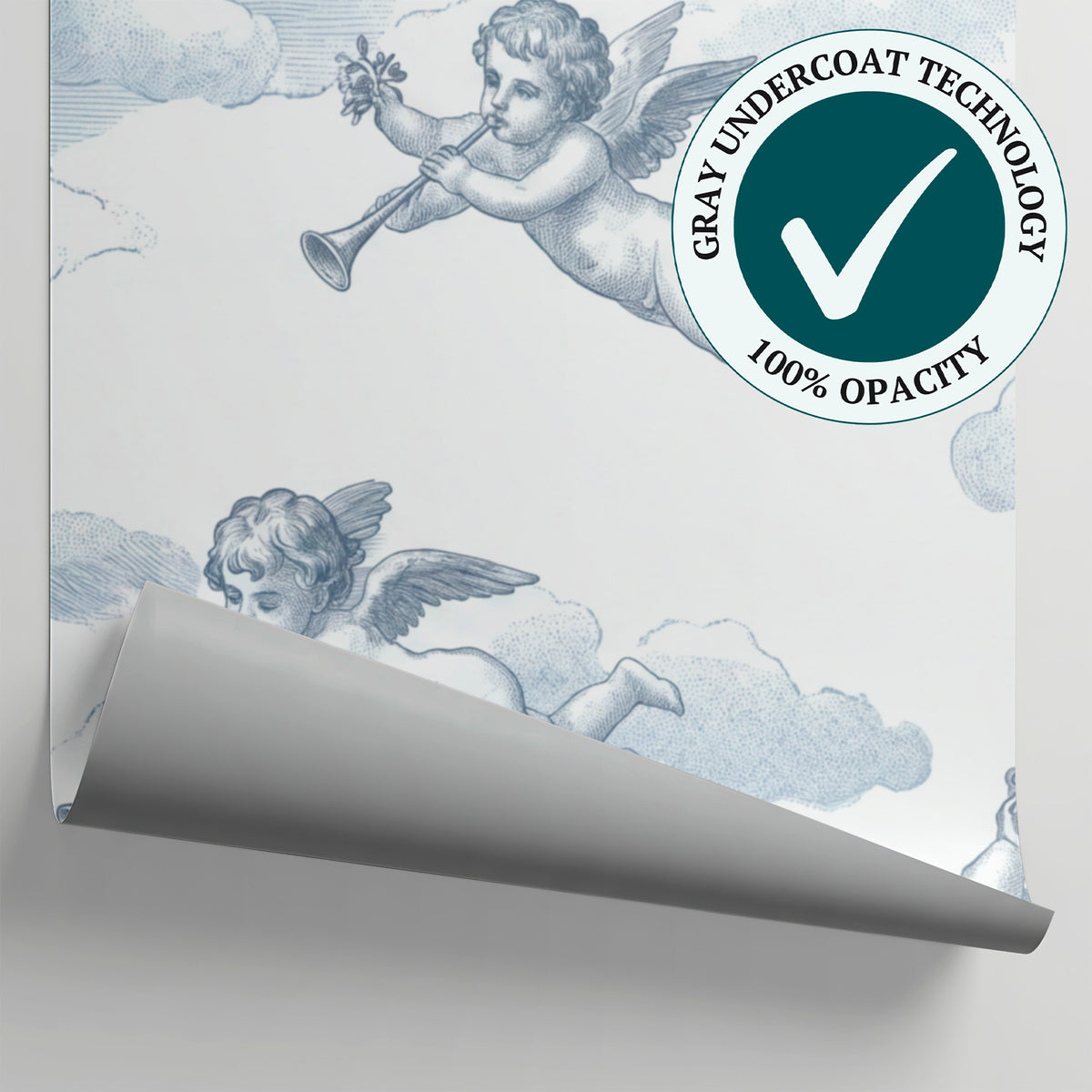 Cherub Chorus Blue Cloud Wallpaper - Vintage Sky Wallpaper Peel and Stick Victorian Damask Mural - Matière