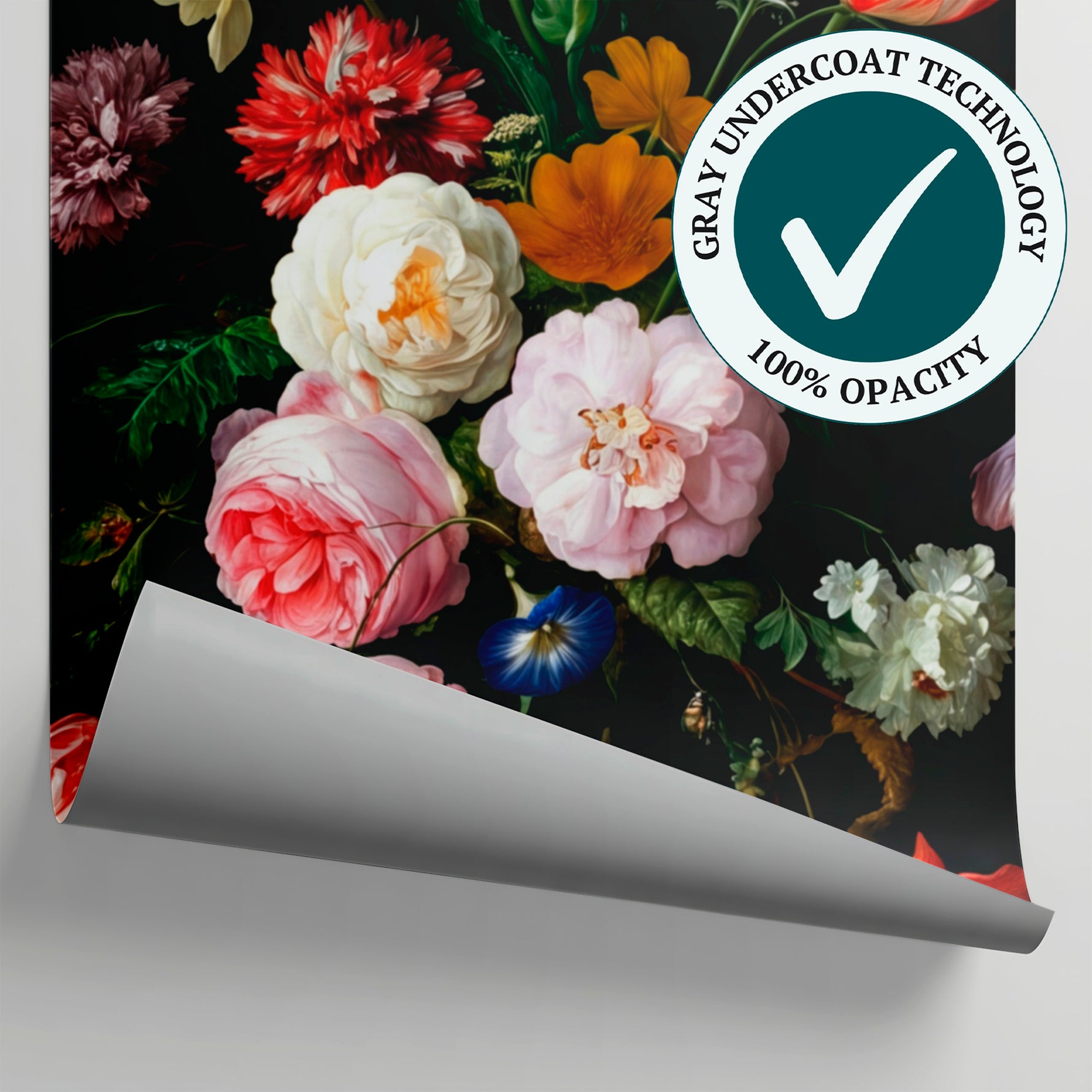 Chiaroscuro Flourish Dark Rose Wallpaper - Black Floral Red Rose Beautiful Flower Peel and Stick - Matière