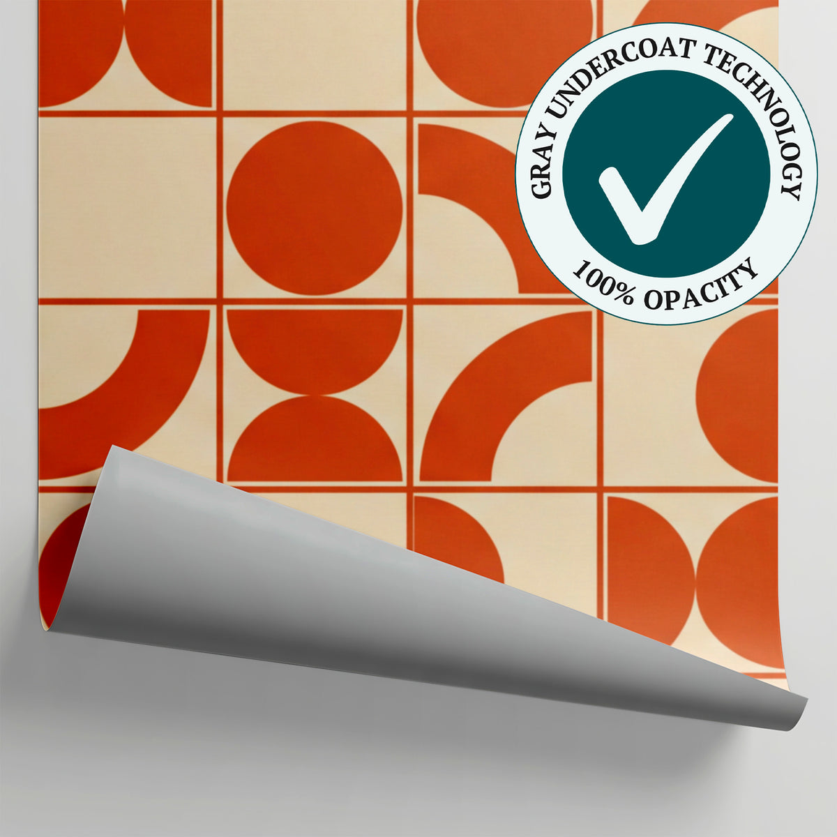 Clay Rhythm Orange Geometric Wallpaper - Retro Abstract Minimalist Peel and Stick Wall Mural - Matière