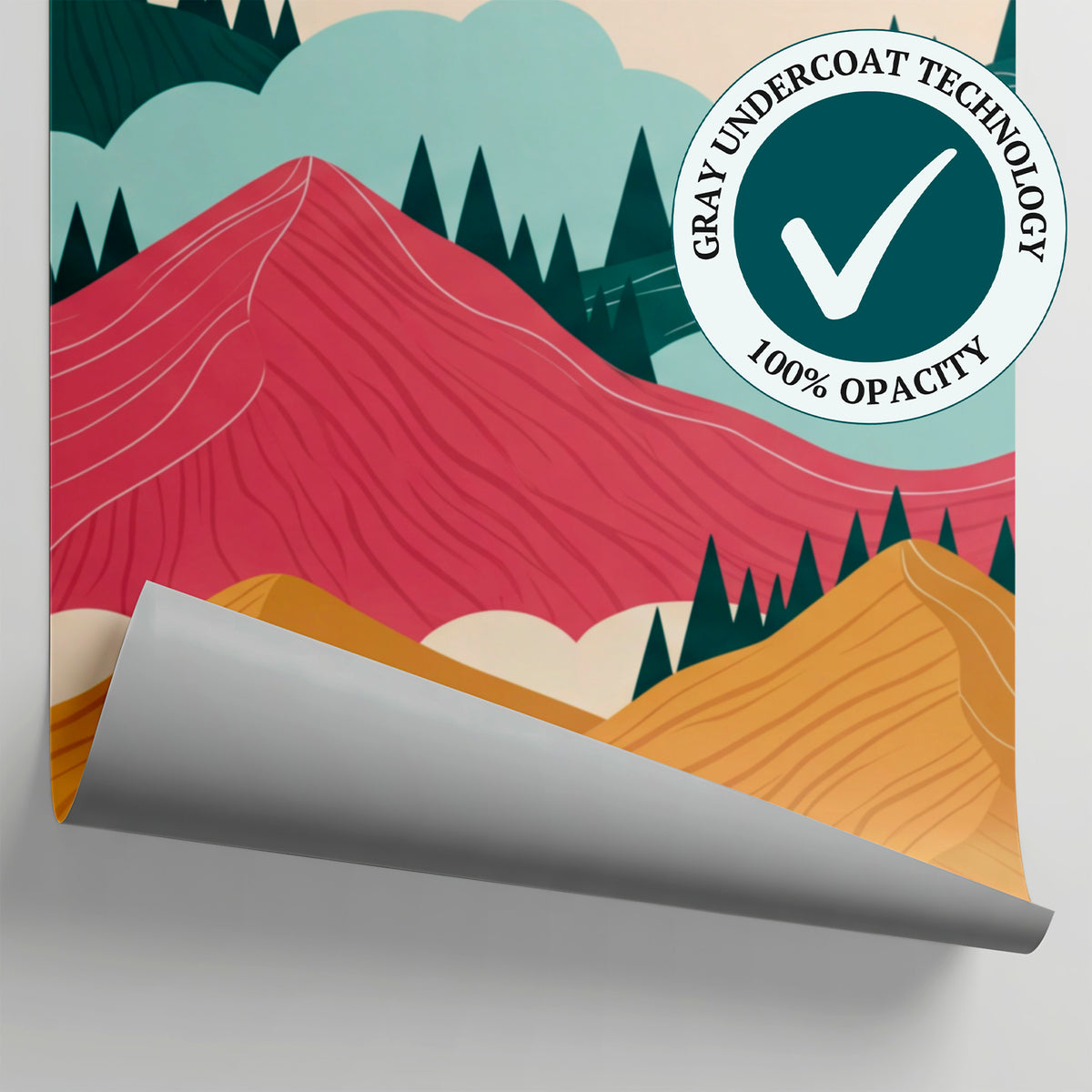 Coral Crestline Pink Mountain Wallpaper - Boho Landscape Scenery Wall Mural Peel and Stick - Matière
