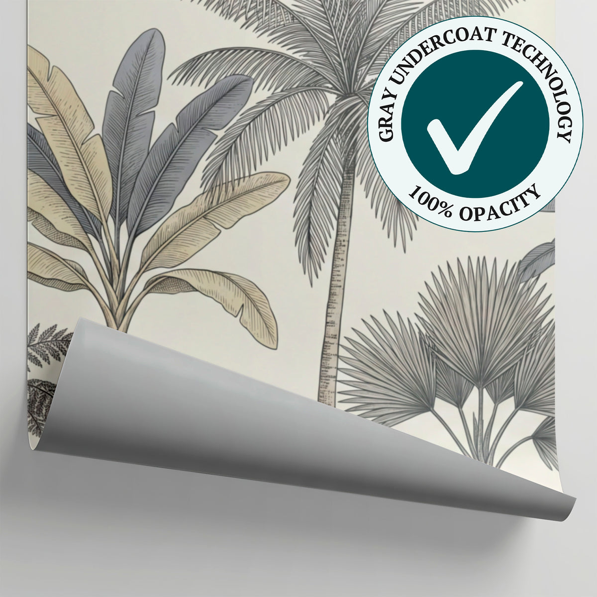 Coral Mirage Beige Tropical Wallpaper - Palm Tree Jungle Botanical Greenery Leaf Wall Mural - Matière