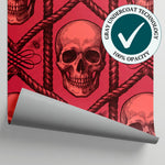 Crimson Bonefield Red Gothic Wallpaper - Skull Dark Academia Peel and Stick Wall Mural - Matière