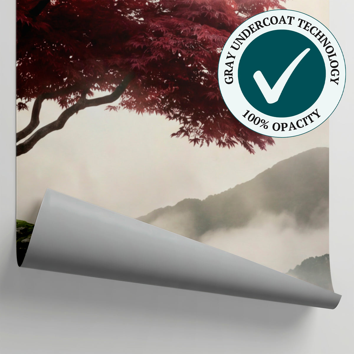 Crimson Maple Sanctuary Mountain Wallpaper - Red Landscape Wallpaper Peel and Stick Wall Mural Scenery - Matière