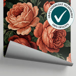 Crimson Petalwork Dark Rose Wallpaper - Vintage Floral Pink Rose Peel and Stick Wall Mural - Matière