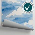 Daydream Puffs Blue Cloud Wallpaper for Kids Nursery - Light Blue Sky Peel and Stick Wall Mural - Matière