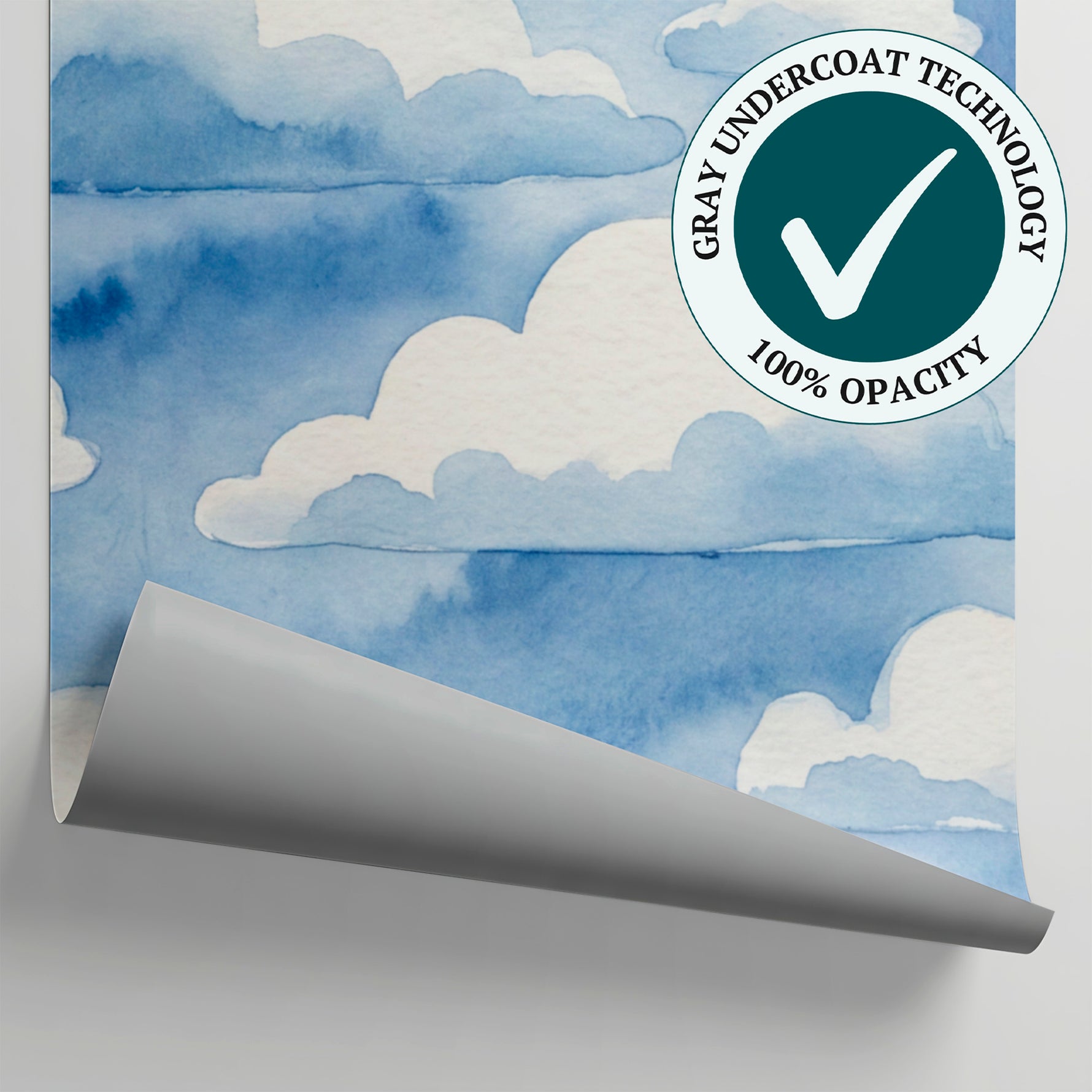 Daydream Puffs Blue Cloud Wallpaper for Kids Nursery - Light Blue Sky Peel and Stick Wall Mural - Matière