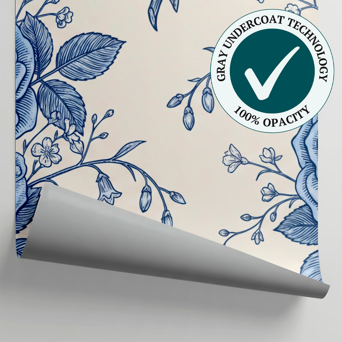 Delft Thornsong Blue Rose Wallpaper - Navy Floral Vintage Damask Peel and Stick - Matière