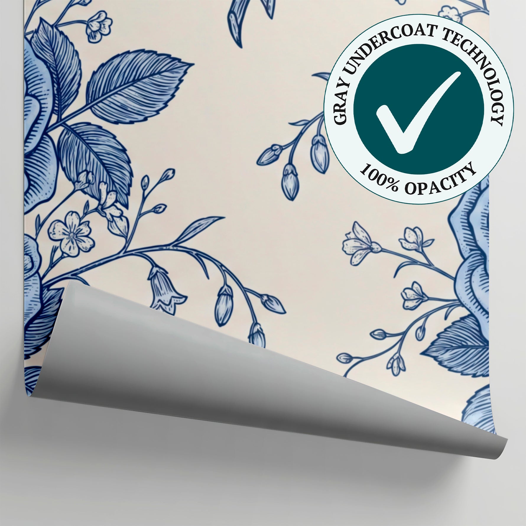 Delft Thornsong Blue Rose Wallpaper - Navy Floral Vintage Damask Peel and Stick - Matière
