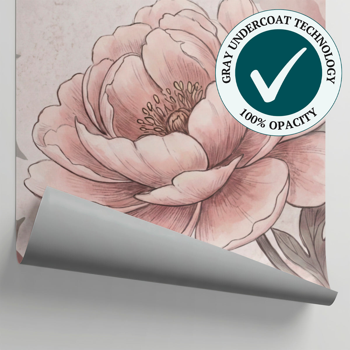 Dewfall Reverence Pink Flower Wallpaper - Light Pink Floral Vintage Peel and Stick Wall Mural - Matière