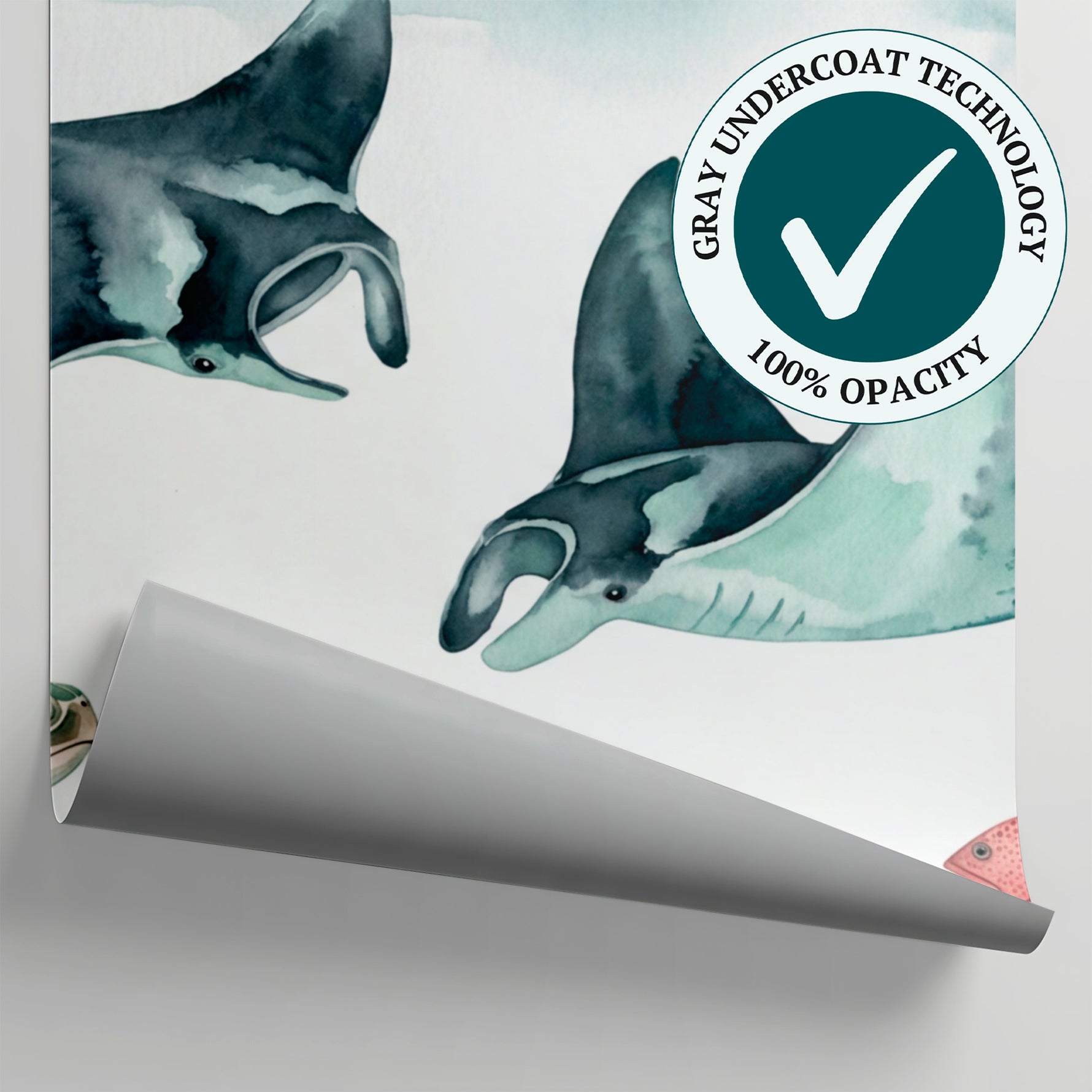 Drifting Currents - Pastel Ocean Wallpaper - Watercolor Sea Wallpaper Wave Peel and Stick Mural - Matière