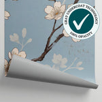 Drifting Petals - Blue Cherry Blossom Wallpaper - Chinoiserie Floral Japanese Botanical Vintage Peel and Stick - Matière