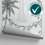 Driftwood Expedition Gray Tropical Wallpaper - Palm Tree Jungle Botanical Leaf Peel and Stick Mural - Matière