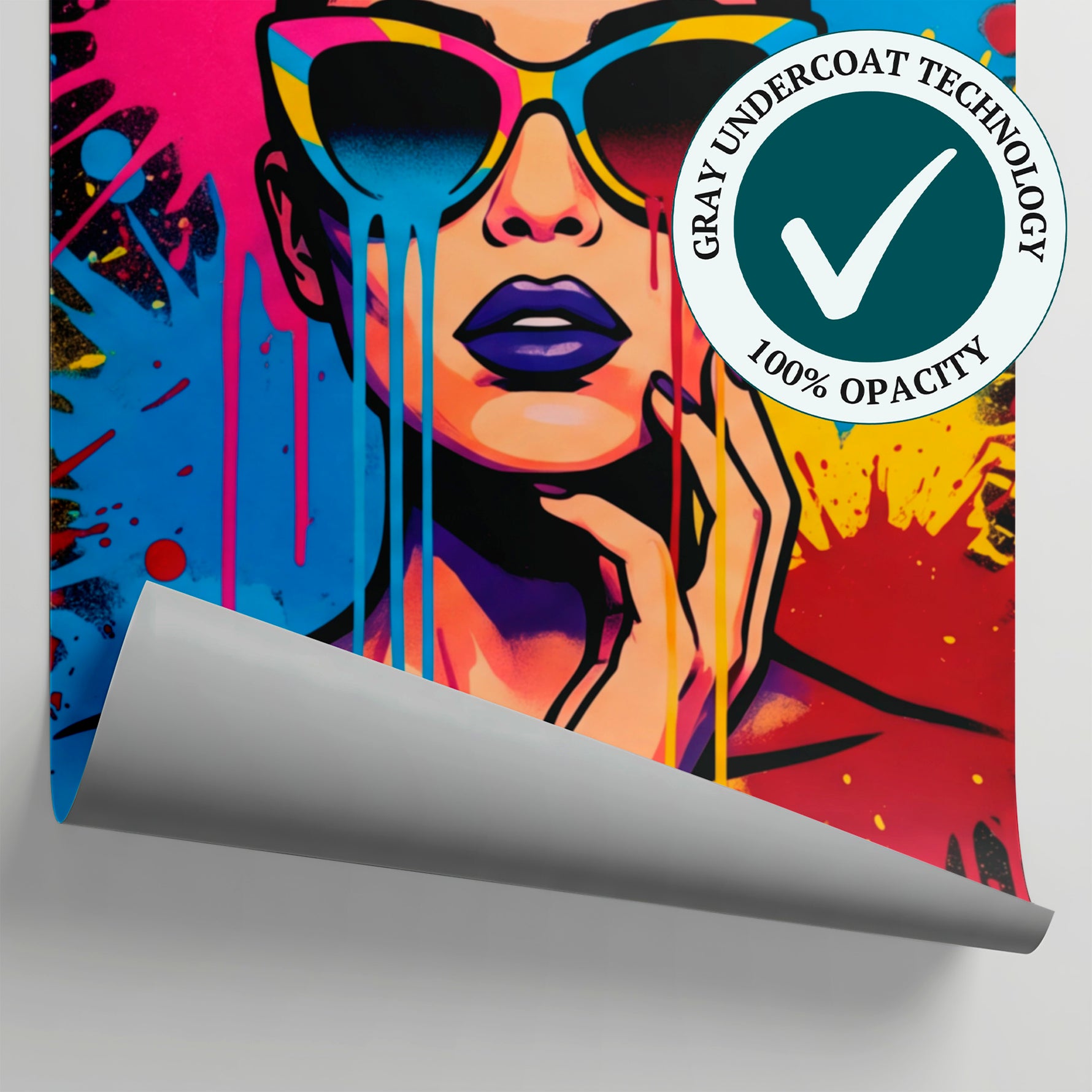 Dripping Siren - Black Graffiti Wallpaper - Pop Art Street Style Bold Pink Splatter Peel and Stick - Matière