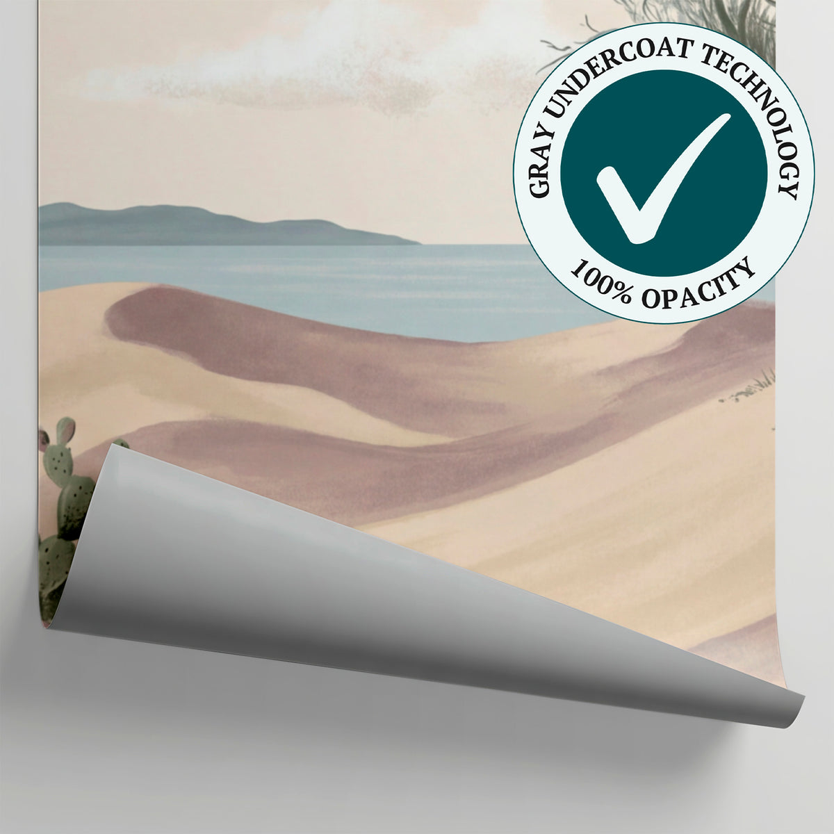 Dune Solace Beige Landscape Wallpaper - Scenery Lavender Cactus Wall Mural Peel and Stick - Matière