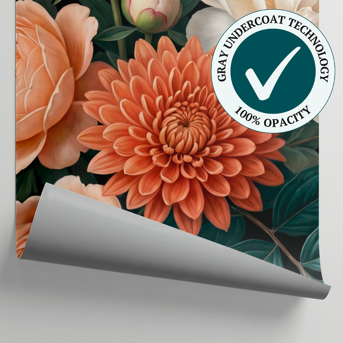 Dusk Reverie Petals - Dark Floral Wallpaper Vintage Rose Botanical Peel and Stick Wall Mural - Matière
