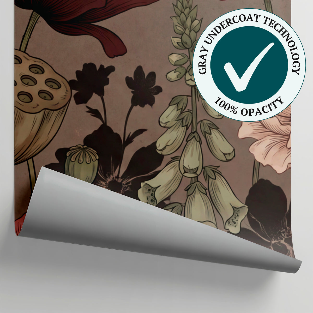 Dusky Apothecary - Brown Vintage Wallpaper Floral Botanical Flower Wall Mural Peel and Stick - Matière
