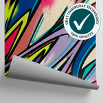 Electric Surge Blue Graffiti Wallpaper - Abstract Geometric Peel and Stick Vibrant Street Art Mural - Matière