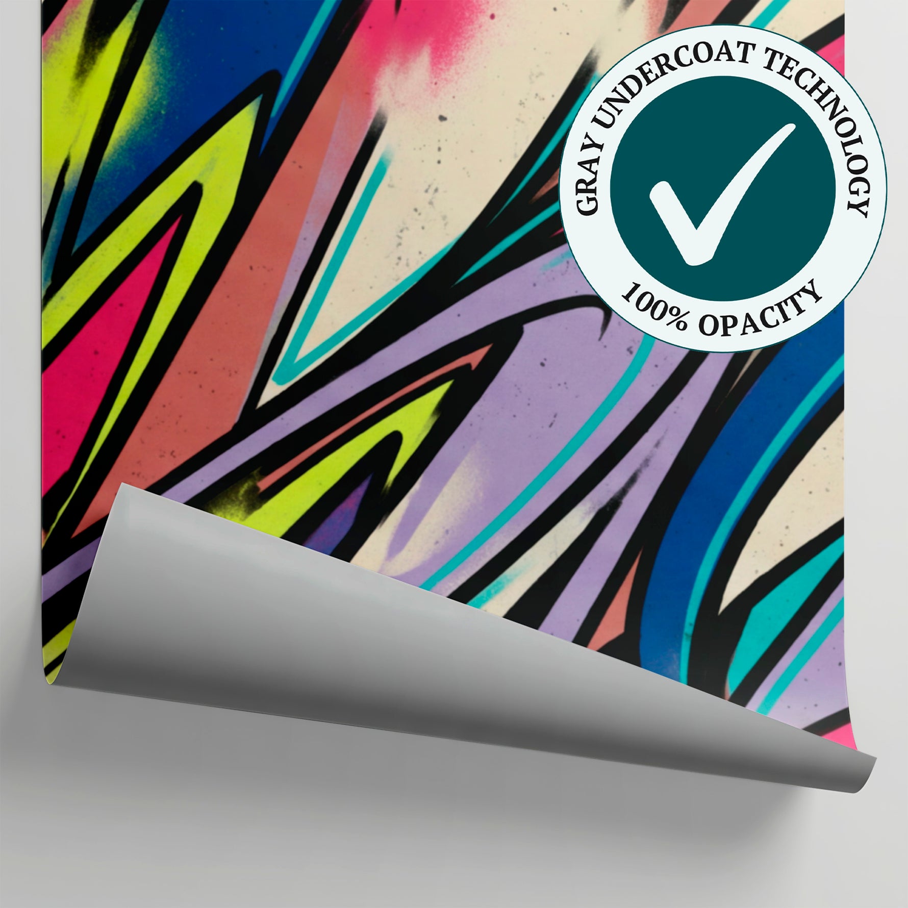 Electric Surge Blue Graffiti Wallpaper - Abstract Geometric Peel and Stick Vibrant Street Art Mural - Matière