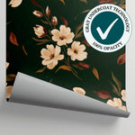 Ember Magnolia - Green Magnolia Wallpaper - Dark Green Floral Wallpaper Vintage Flower Peel and Stick - Matière