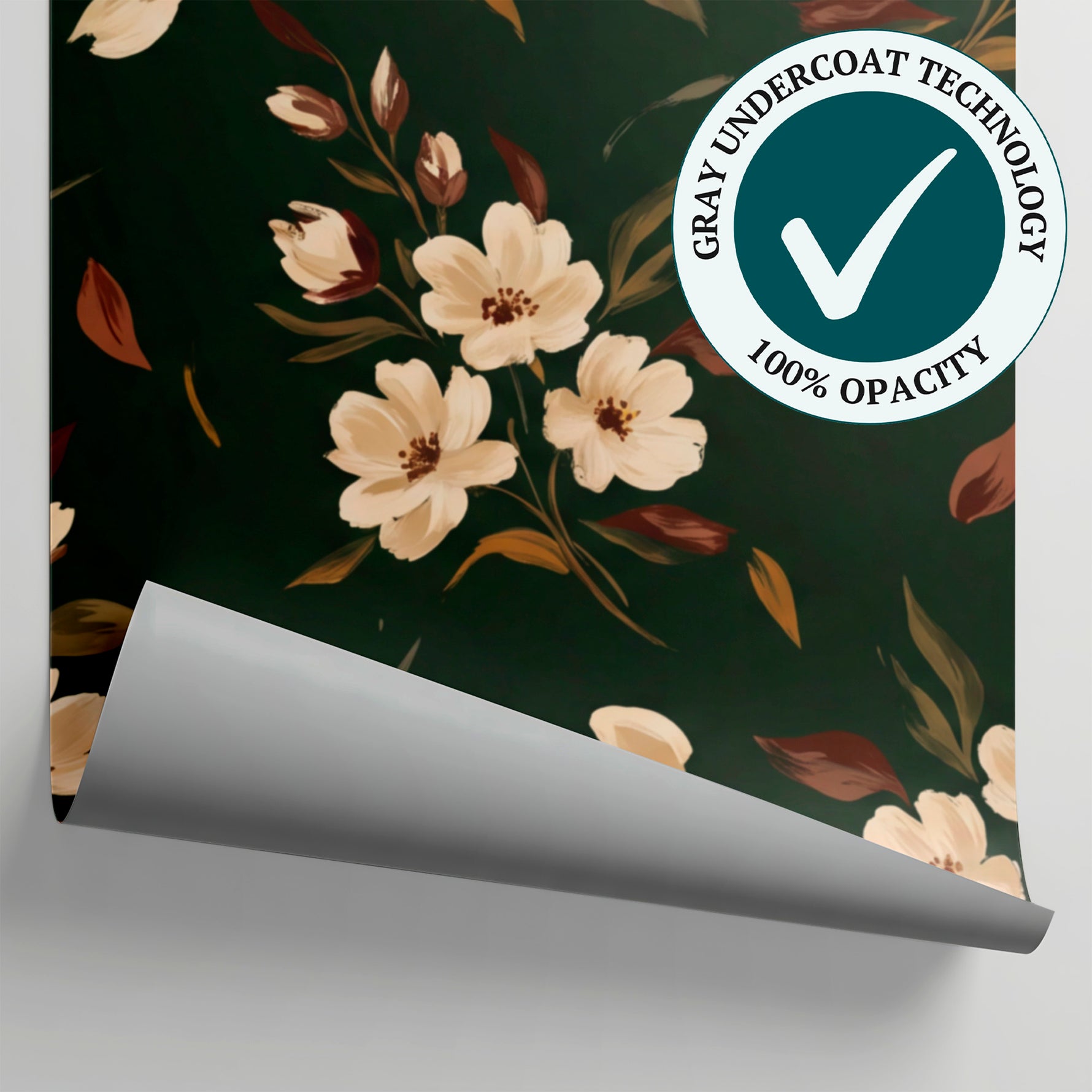 Ember Magnolia - Green Magnolia Wallpaper - Dark Green Floral Wallpaper Vintage Flower Peel and Stick - Matière