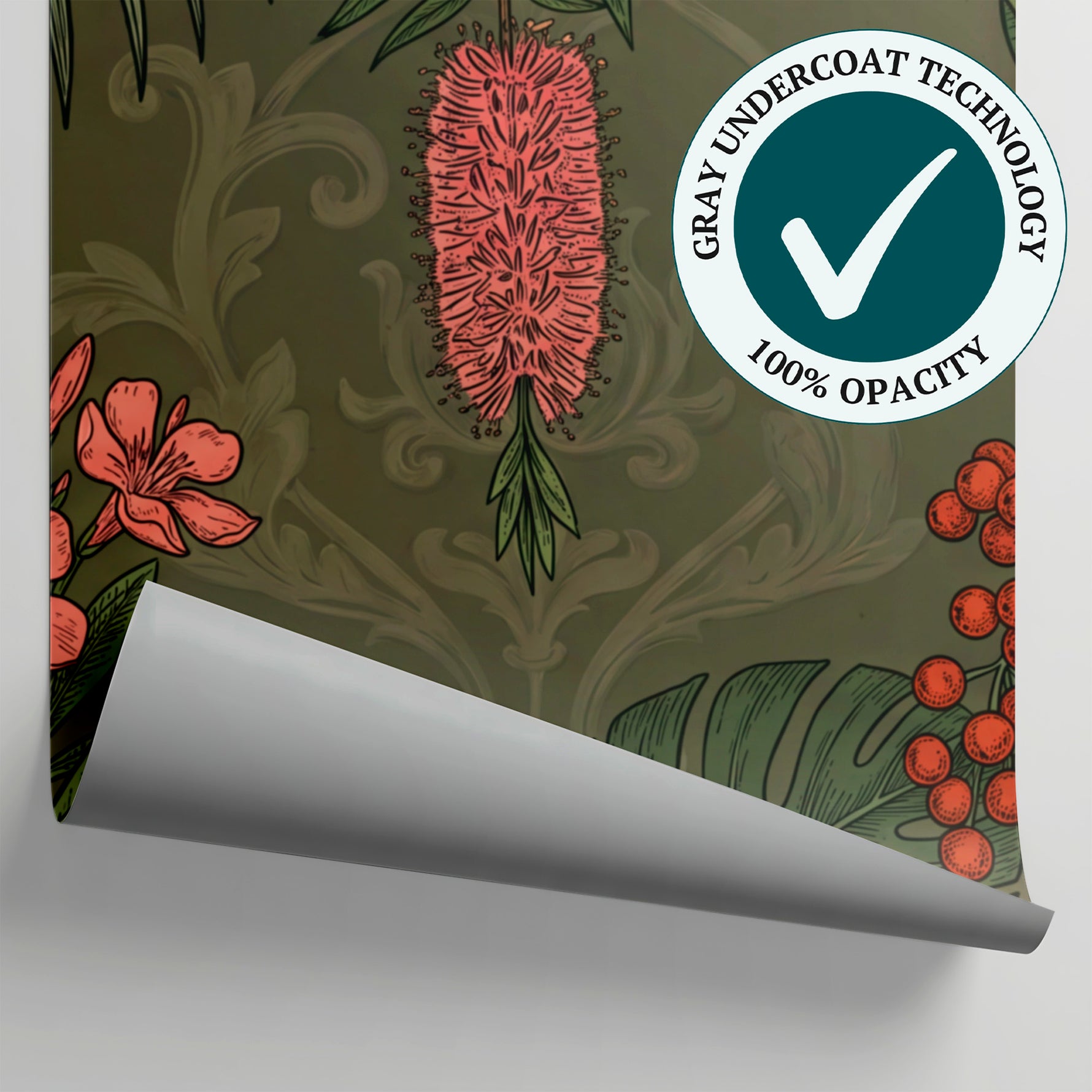 Emerald Canopy Hush Green Greenery Wallpaper - Botanical Animal Wallpaper Leaf Peel and Stick Wall Mural - Matière