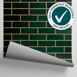 Emerald Foundry - Green Brick Wallpaper - Emerald Green Brick Effect Peel and Stick Wall Mural - Matière