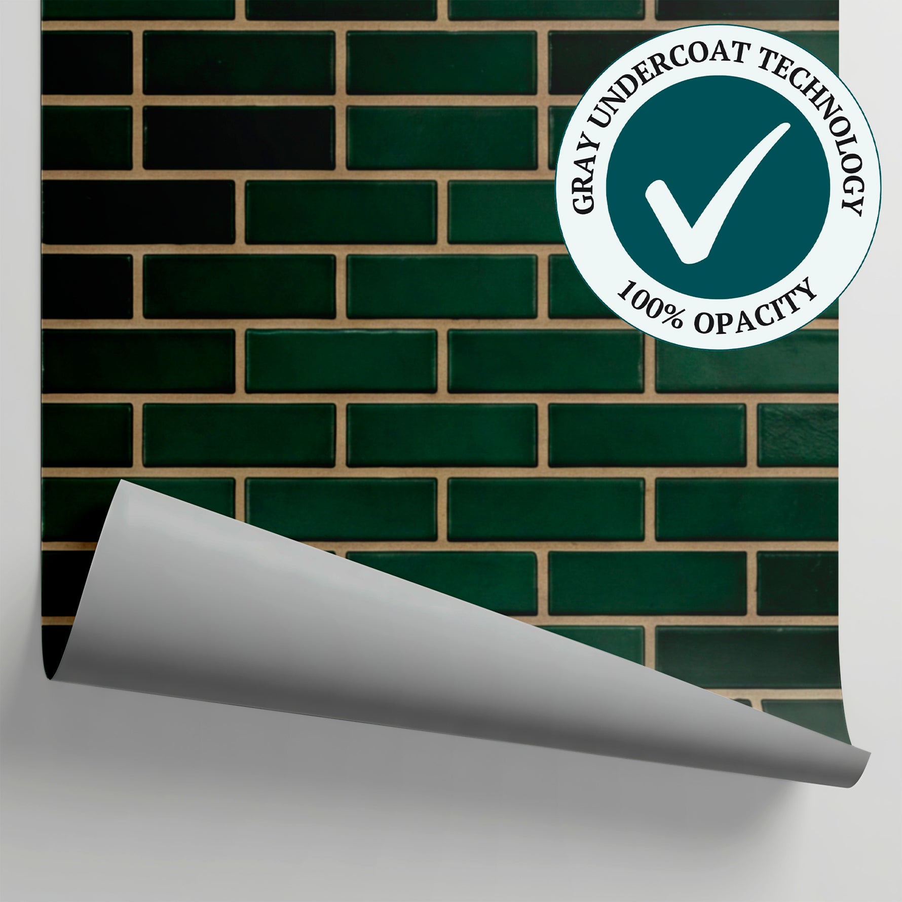 Emerald Foundry - Green Brick Wallpaper - Emerald Green Brick Effect Peel and Stick Wall Mural - Matière