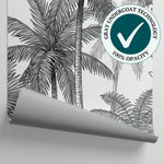 Engraved Atrium White Tropical Wallpaper - Palm Tree Wallpaper Jungle Botanical Leaf Peel and Stick - Matière