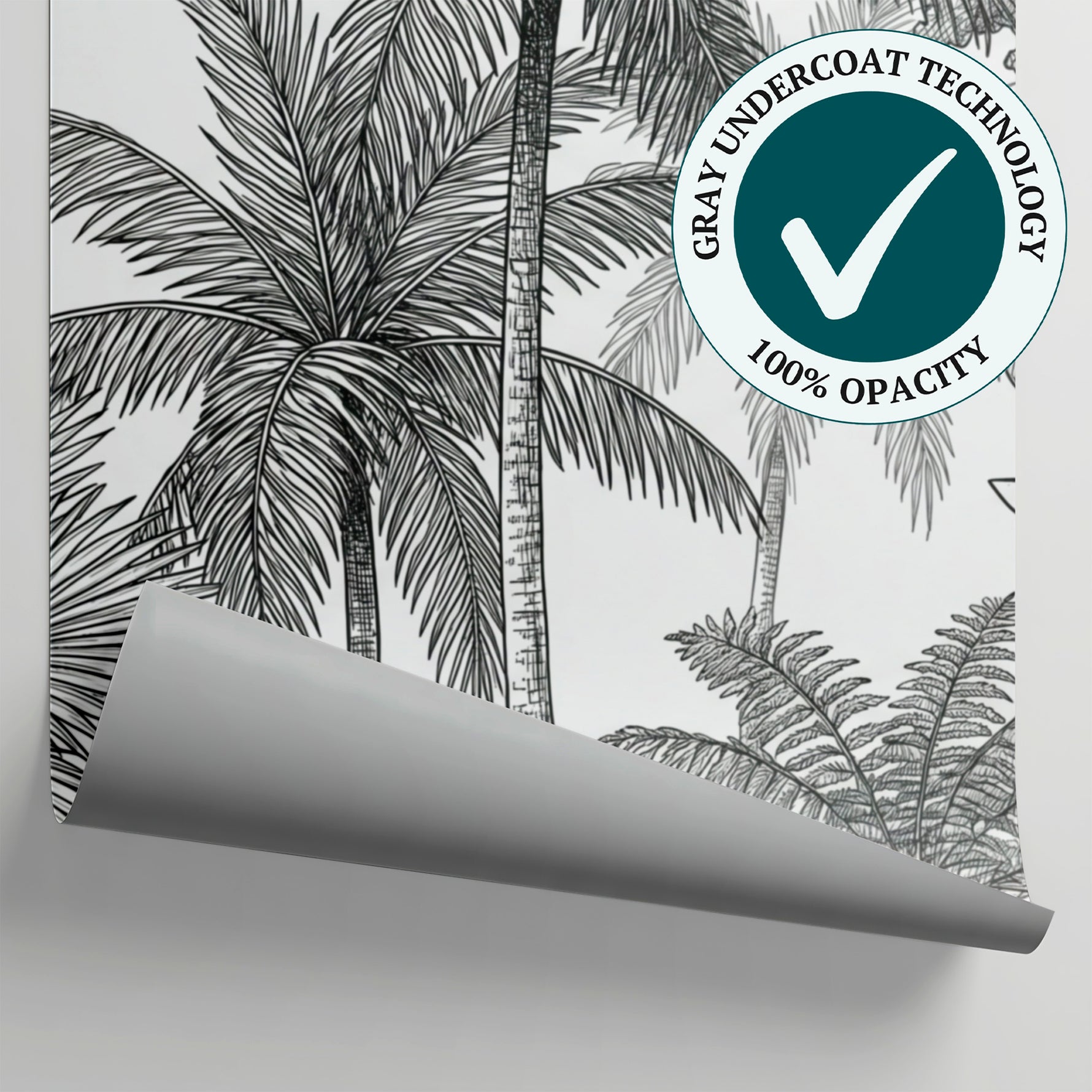 Engraved Atrium White Tropical Wallpaper - Palm Tree Wallpaper Jungle Botanical Leaf Peel and Stick - Matière