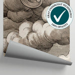 Engraved Stratus - Beige Cloud Wallpaper Vintage Sky Peel and Stick - Blue Sky Wall Mural - Matière